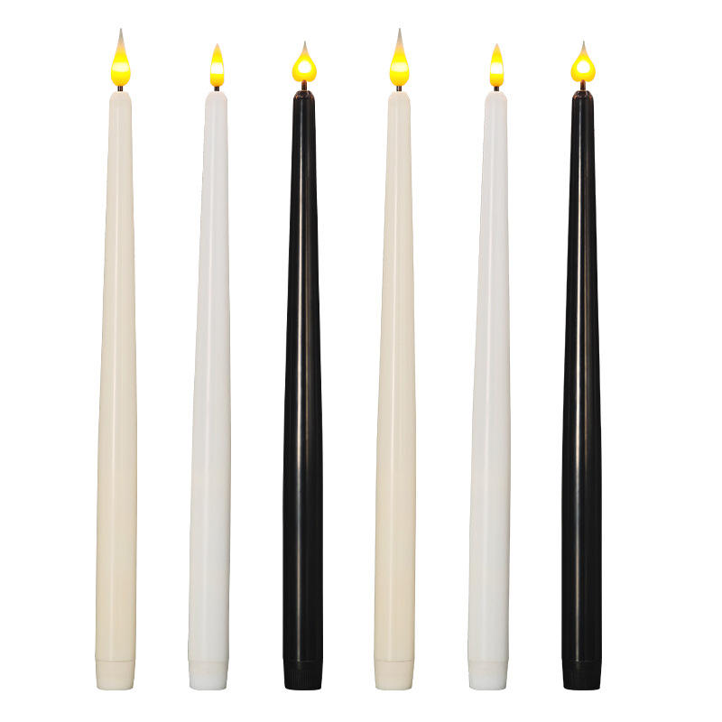 Plastic Flameless Taper Candles Timer Battery Operated LED Flickering 3D Flame Led Candle