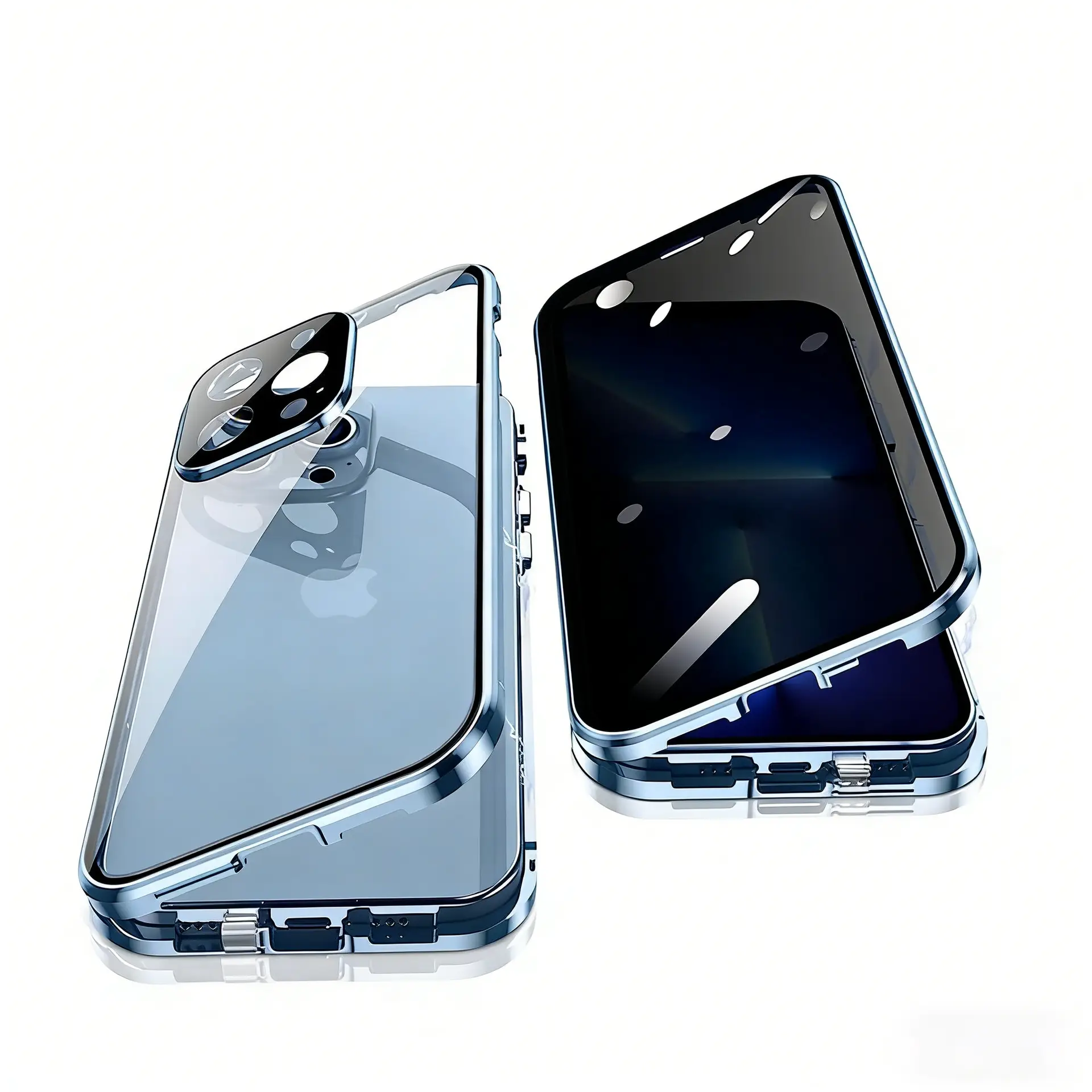 Aluminum Metal Frame Shell Magnetic 360 Full-Body Double Sided Protector Phone Case for iPhone and Samsung series