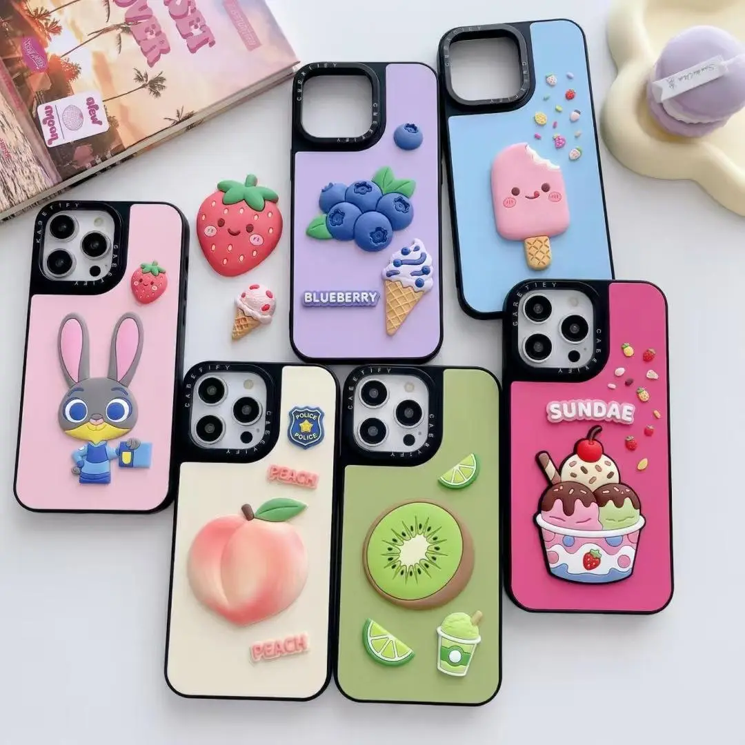 Cute Fruit Ice Cream Design 3D Silicone Shockproof Mobile Phone Case