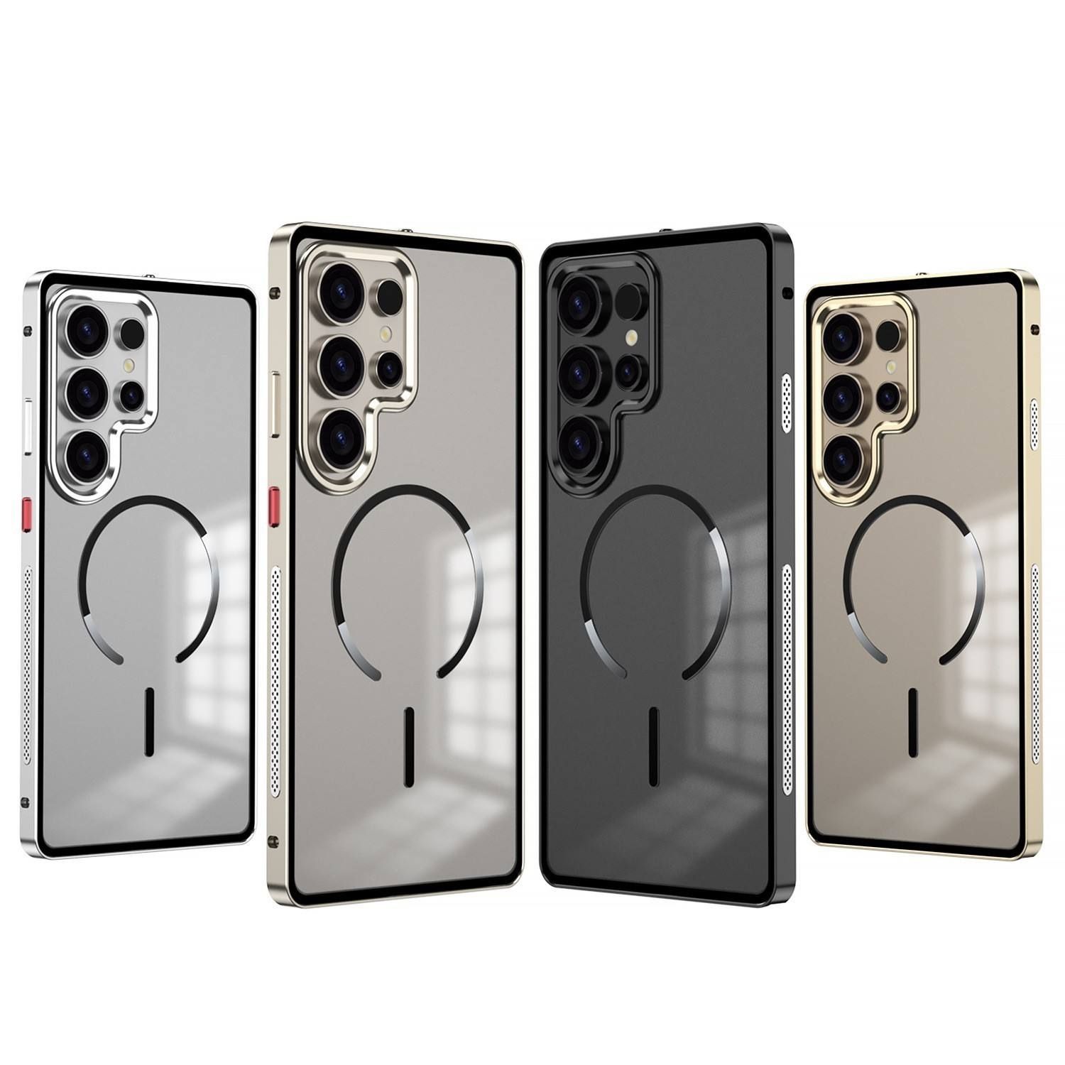S26, S25, S24 Ultra Compatible Cooling Spring Buckle Metal Frame Magnetic Case