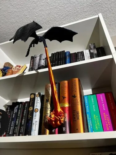 3D Printed Fire Breathing Dragon Lamp LED Flame Fantasy Desk Decor image