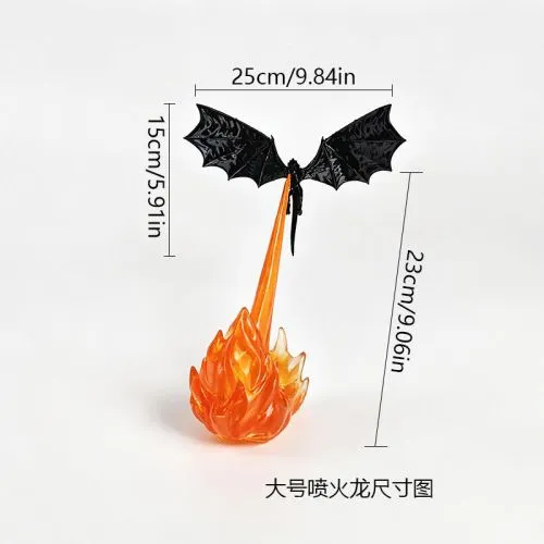 3D Printed Fire Breathing Dragon Lamp LED Flame Fantasy Desk Decor image