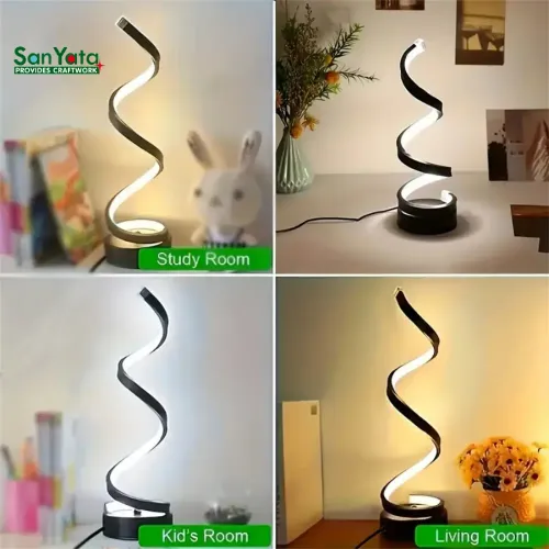Spiral LED Desk Lamp, USB Rechargeable Touch Control Dimmable Bedside Night Light for Bedroom & Office Decor image