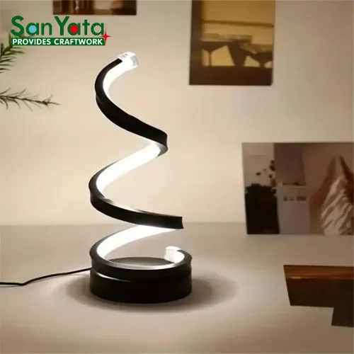 Spiral LED Desk Lamp, USB Rechargeable Touch Control Dimmable Bedside Night Light for Bedroom & Office Decor image